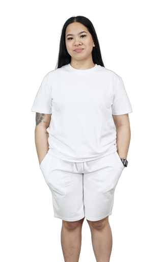 Buy white H 108908 Premium 100% Ring-Spun Cotton Unisex T-Shirt & Short SET.