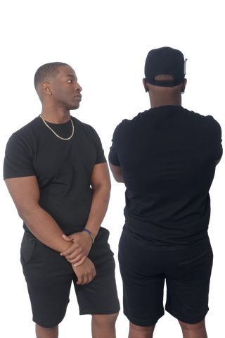 Buy black H 108908 Premium 100% Ring-Spun Cotton Unisex T-Shirt & Short SET.