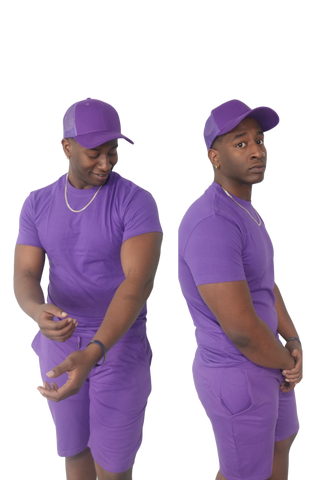 Buy purple H 108908 Premium 100% Ring-Spun Cotton Unisex T-Shirt & Short SET.