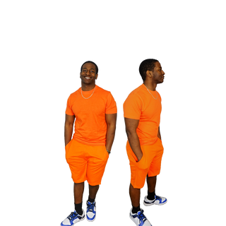 Buy orange H 108908 Premium 100% Ring-Spun Cotton Unisex T-Shirt & Short SET.