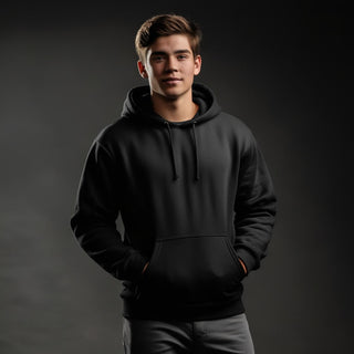 Buy black H9002 Heavy Fleece Hoodie - Customizable Cotton/Poly Blend Hoodie